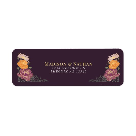 Fantasie betoverde bloementuin bruiloft etiket (Voorkant)