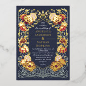 Fantasie betoverde bloementuin bruiloft folie uitnodiging (Voorkant)