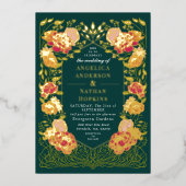 Fantasie betoverde bloementuin bruiloft folie uitnodiging (Voorkant)