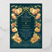 Fantasie betoverde bloementuin bruiloft folie uitnodiging (Voorkant)