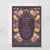 Fantasie betoverde bloementuin bruiloft kaart (Voorkant)