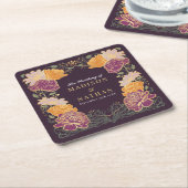 Fantasie betoverde bloementuin bruiloft kartonnen onderzetters (Schuin)