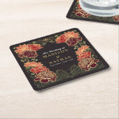 Fantasie betoverde bloementuin bruiloft kartonnen onderzetters (Schuin)