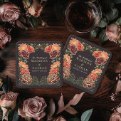 Fantasie betoverde bloementuin bruiloft kartonnen onderzetters