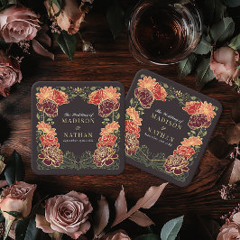 Fantasie betoverde bloementuin bruiloft kartonnen onderzetters