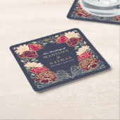 Fantasie betoverde bloementuin bruiloft kartonnen onderzetters (Schuin)