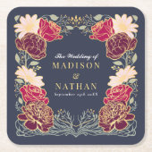 Fantasie betoverde bloementuin bruiloft kartonnen onderzetters (Voorkant)