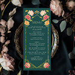 Fantasie betoverde bloementuin bruiloft menu<br><div class="desc">Elegant,  grillig,  Fantasy Enchanted Floral Garden bruiloft ontwerp perfect voor een betoverde bos-thema viering. Dit ontwerp heeft bloemenelementen in een lijst van groene bladeren,  en gouden accenten. Overeenkomende items in onze winkel voor een compleet feestthema.</div>