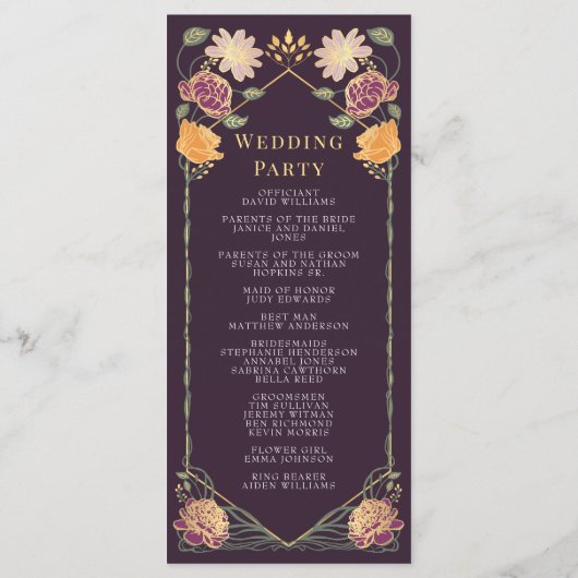 Fantasie betoverde bloementuin bruiloft programmakaart (Achterkant)