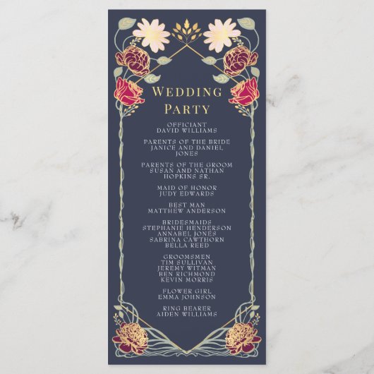 Fantasie betoverde bloementuin bruiloft programmakaart (Achterkant)