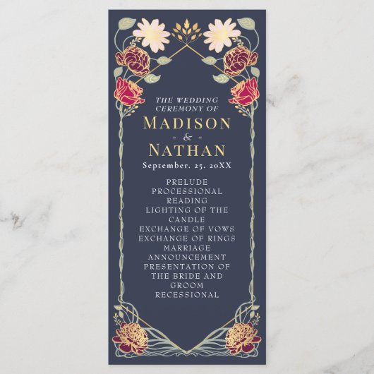 Fantasie betoverde bloementuin bruiloft programmakaart (Voorkant)