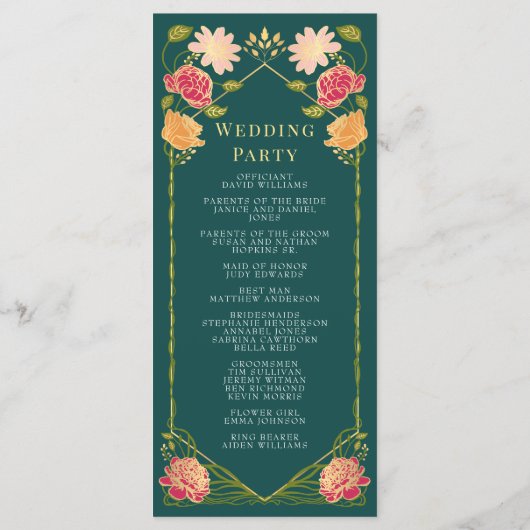 Fantasie betoverde bloementuin bruiloft programmakaart (Achterkant)