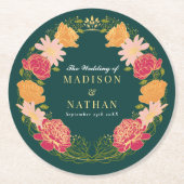 Fantasie betoverde bloementuin bruiloft ronde kartonnen onderzetter (Voorkant)