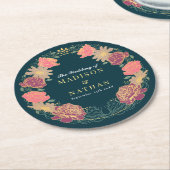 Fantasie betoverde bloementuin bruiloft ronde kartonnen onderzetter (Gebogen)
