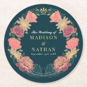 Fantasie betoverde bloementuin bruiloft ronde kartonnen onderzetter (Voorkant)