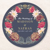 Fantasie betoverde bloementuin bruiloft ronde kartonnen onderzetter (Voorkant)