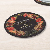 Fantasie betoverde bloementuin bruiloft ronde kartonnen onderzetter (Gebogen)