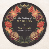 Fantasie betoverde bloementuin bruiloft ronde kartonnen onderzetter (Voorkant)