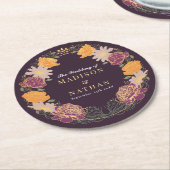 Fantasie betoverde bloementuin bruiloft ronde kartonnen onderzetter (Gebogen)