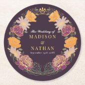 Fantasie betoverde bloementuin bruiloft ronde kartonnen onderzetter (Voorkant)