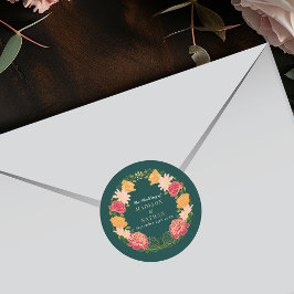 Fantasie betoverde bloementuin bruiloft ronde sticker