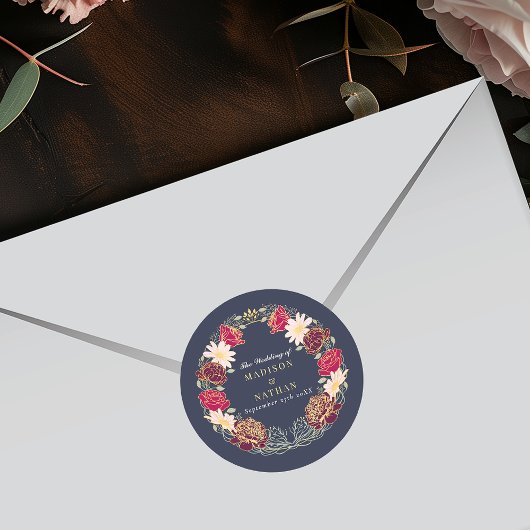 Fantasie betoverde bloementuin bruiloft ronde sticker