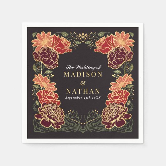 Fantasie betoverde bloementuin bruiloft servet (Voorkant)