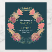 Fantasie betoverde bloementuin bruiloft wijn etiket (Enkel label)