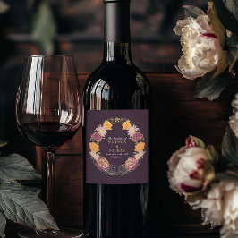 Fantasie betoverde bloementuin bruiloft wijn etiket