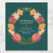 Fantasie betoverde bloementuin bruiloft wijn etiket (Enkel label)