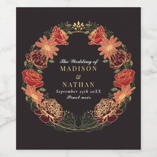 Fantasie betoverde bloementuin bruiloft wijn etiket (Enkel label)