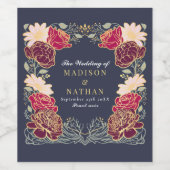 Fantasie betoverde bloementuin bruiloft wijn etiket (Enkel label)