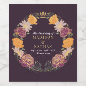 Fantasie betoverde bloementuin bruiloft wijn etiket (Enkel label)