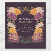 Fantasie betoverde bloementuin bruiloft wijn etiket (Enkel label)