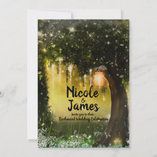 Fantasie Betoverde Groene Glitter Bos Bruiloft Kaart