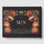 Fantasie betoverde rode bloementuin bruiloft gastenboek (Achterkant)