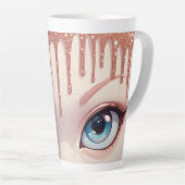 Fantasie Blauwe Ogen Met Druppels Latte Mok (Rechterhoek)