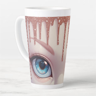 Fantasie Blauwe Ogen Met Druppels Latte Mok