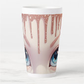 Fantasie Blauwe Ogen Met Druppels Latte Mok (Voorkant)