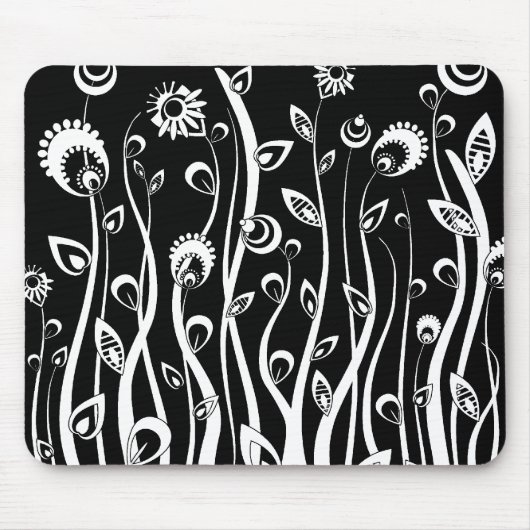 Fantasie bloemen_wit muismat (Voorkant)