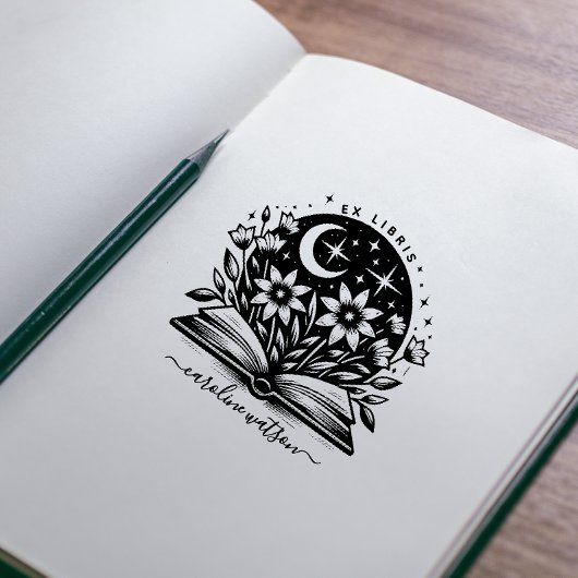 Fantasie Bloemenboek Exlibris Rubber Stamp Rubberstempel