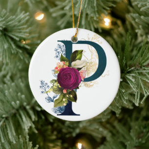 Fantasie Bloemrijke Monogramletter P Persoonlijk Keramisch Ornament