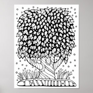 Fantasie Bos Blad Boom Kleurplaat Kunst Poster