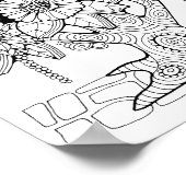 Fantasie Bos Bloem Boom Kleurplaat Art Poster (Hoek)