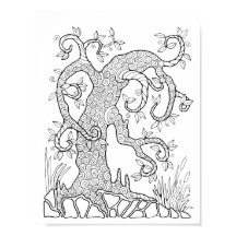 Fantasie Bos Boom Spiraalvormige Kleurplaat Kunst