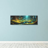 Fantasie bos verlichting mashrooms Panoramic Canvas Afdruk (Insitu (Houten vloer))
