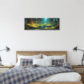 Fantasie bos verlichting mashrooms Panoramic Canvas Afdruk (Insitu (Slaapkamer))
