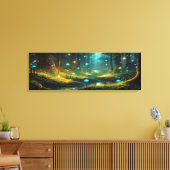 Fantasie bos verlichting mashrooms Panoramic Canvas Afdruk (Insitu (Woonkamer))