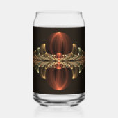 Fantasie Bouw Glanzende Abstracte Fractal Art Blikvorm Glas (Voorkant)