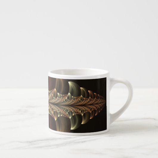 Fantasie Bouw Glanzende Abstracte Fractal Art Espresso Kop (Rechts)